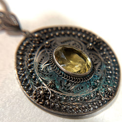 Etruscan Revival Sterling Filigree and Citrine