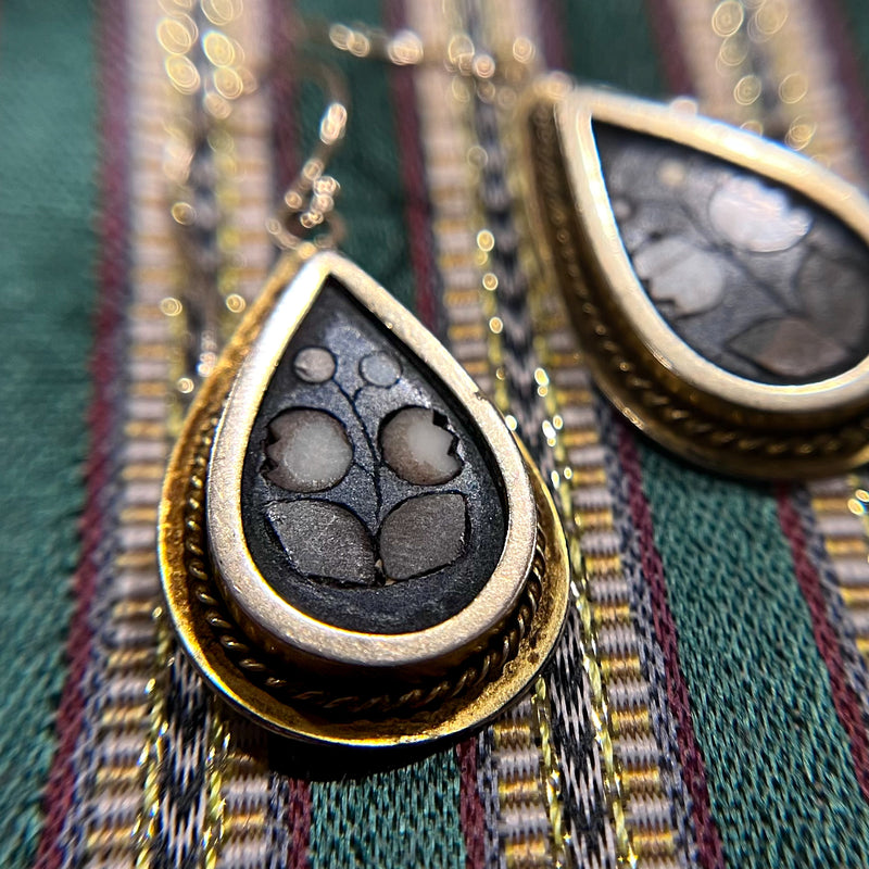 19th C Pietra Dura Earrings