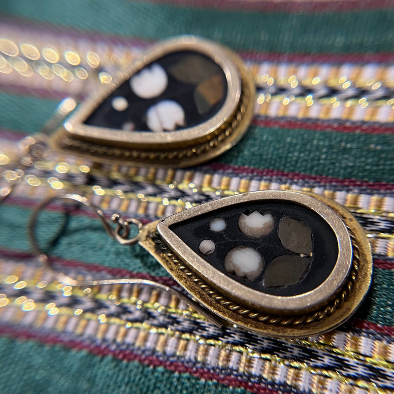 19th C Pietra Dura Earrings