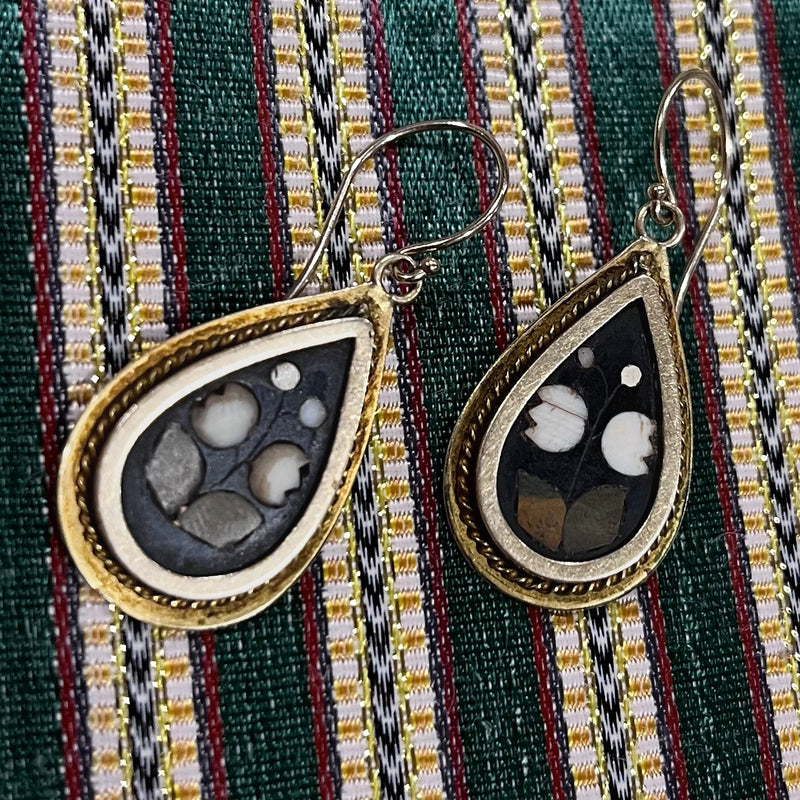 19th C Pietra Dura Earrings