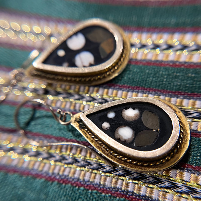 19th C Pietra Dura Earrings