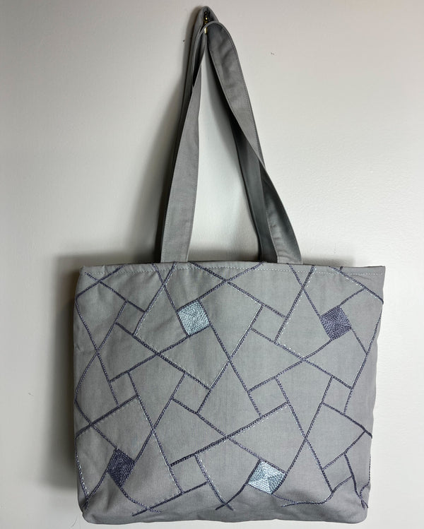 Grey Geometric Tote