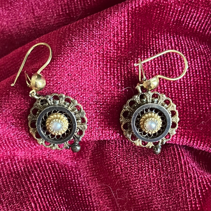 Victorian Gold & Pearl Earrings