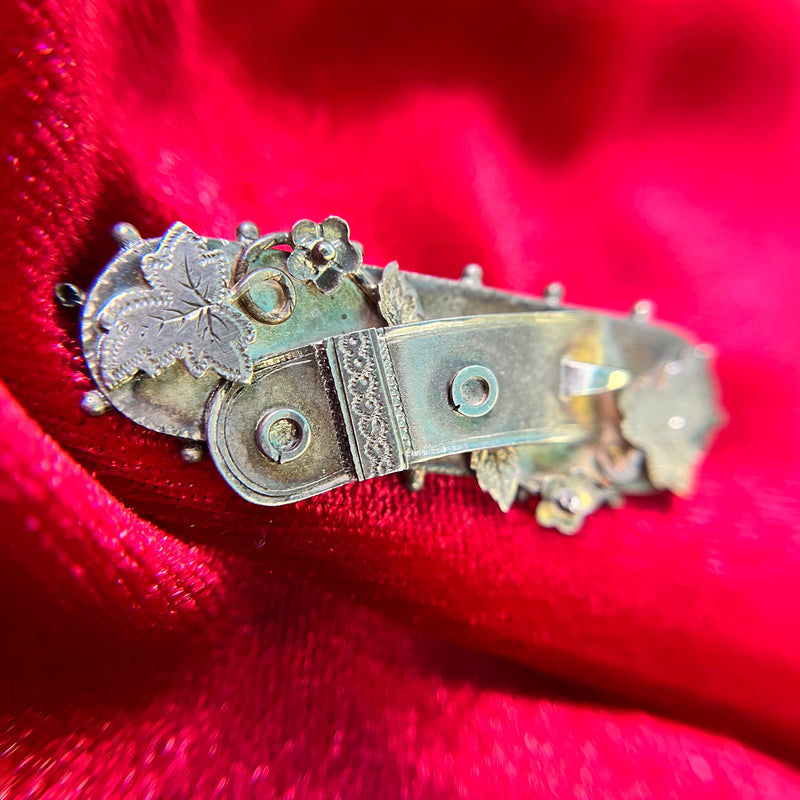 Victorian Sterling Niello Buckle Brooch